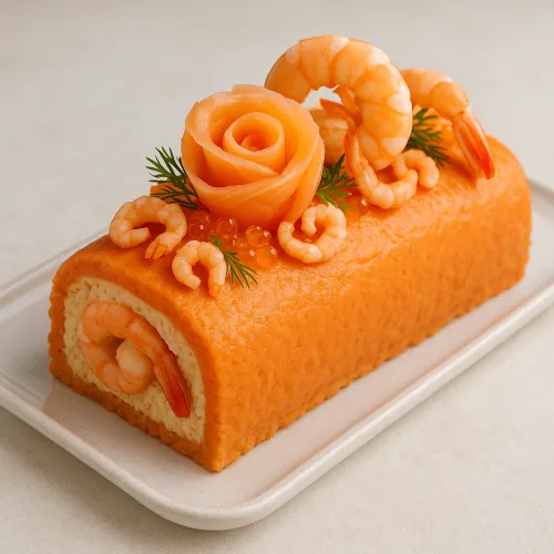 Bûche salée saumon,crustacés