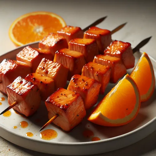 brochettes de porc marinées à l'orange