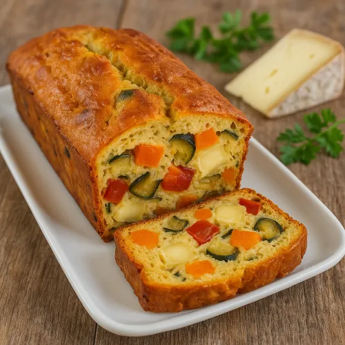cake aux légumes confits et à la tomme de Savoie