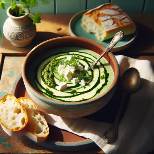 crème de courgettes au pesto et féta