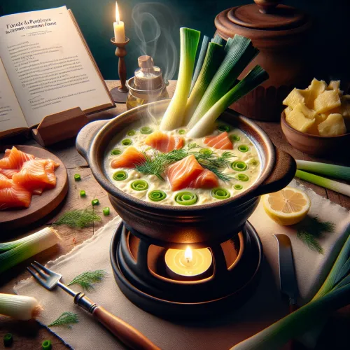 fondue de poireaux au saumon fumé
