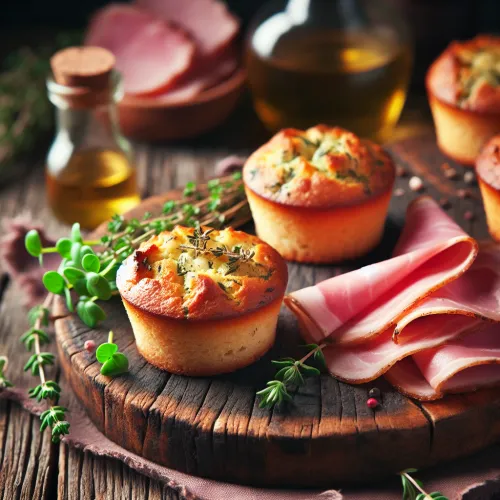 petits cakes aux herbes et son jambon