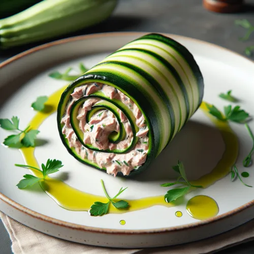 Roulé de courgettes à la mousse de thon