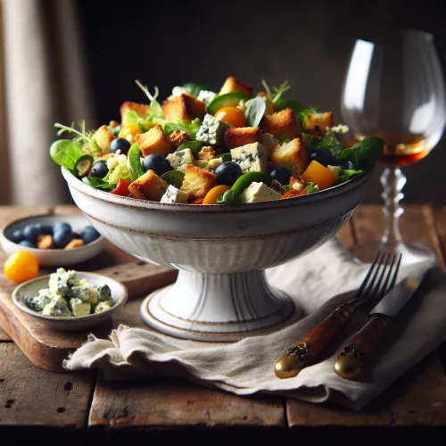 salade aux croûtons au bleu et à l'armagnac