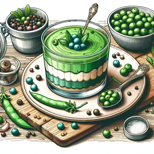 verrine de petits pois et ses accompagnements